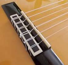 Bridge bzw Steg einer Konzertgitarre