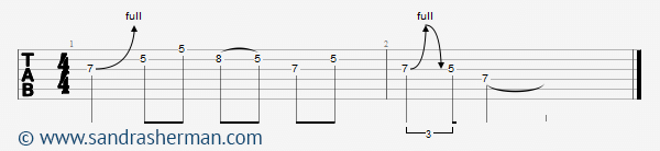 Lick Nr 4 in A-moll Pentatonik 1. Pattern